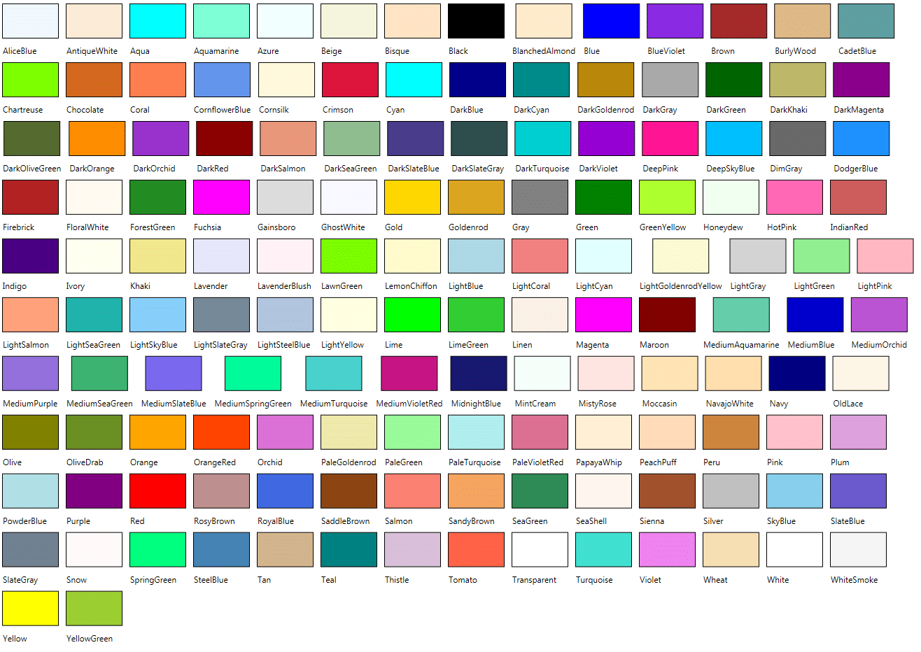 List Of All Color Names A-Z With Pictures And Codes In English ...